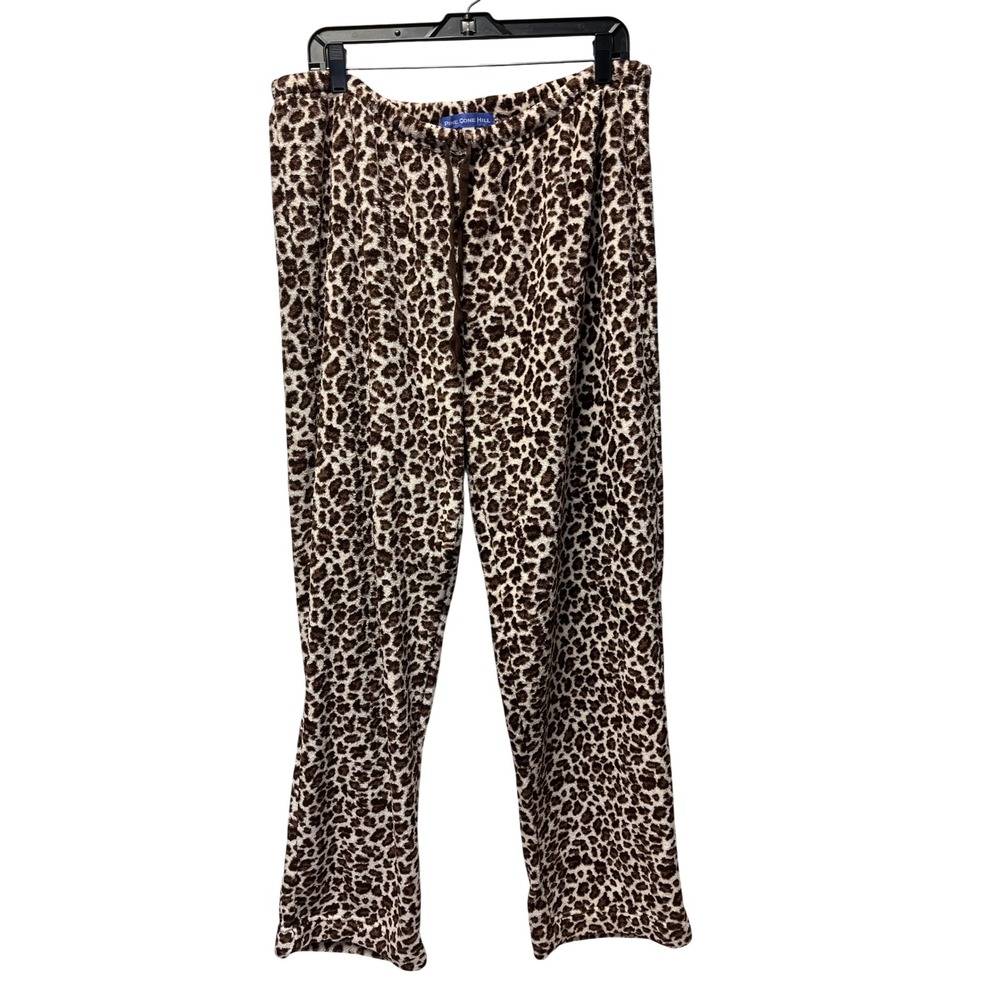 Pine Cone Hill Pajama Pant Set XL Leopard Print Fleece Plush Cozy Winter Cabin - Picture 4 of 7